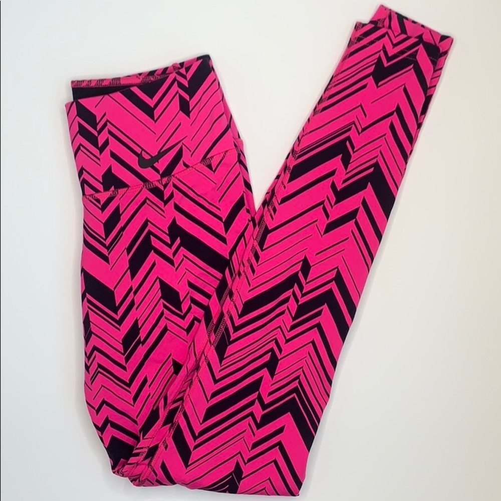Nike Pink and Black Geometric Leggings
